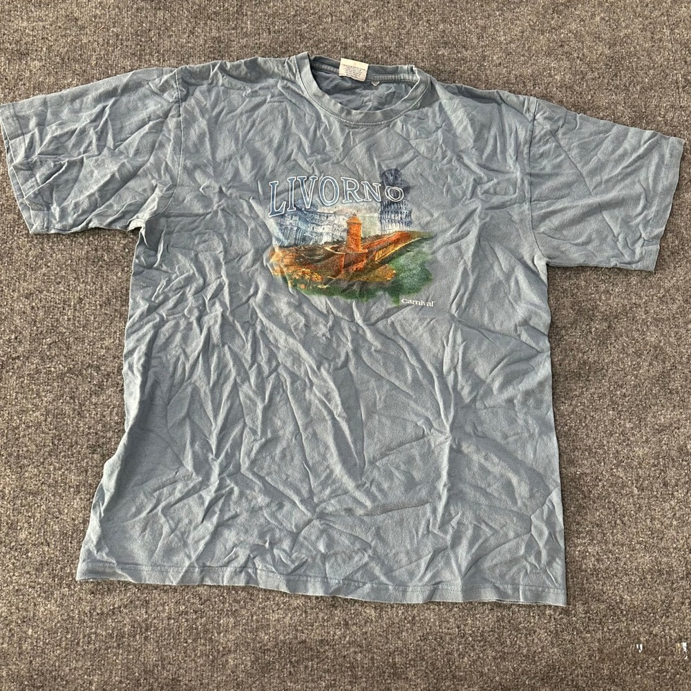 Carnival T-Shirt Mens Size XXXL Blue Livorno Italy Cruise Graphic Short Sleeve
